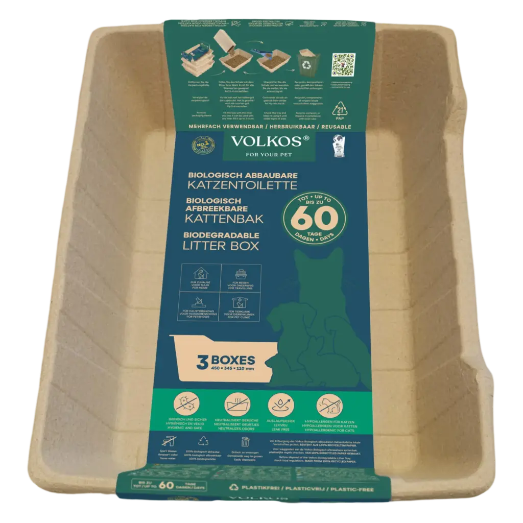 VOLKOS biodegradable litter tray.Set of 3 litter boxes