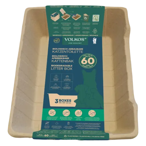 VOLKOS biodegradable litter tray.Set of 3 litter boxes